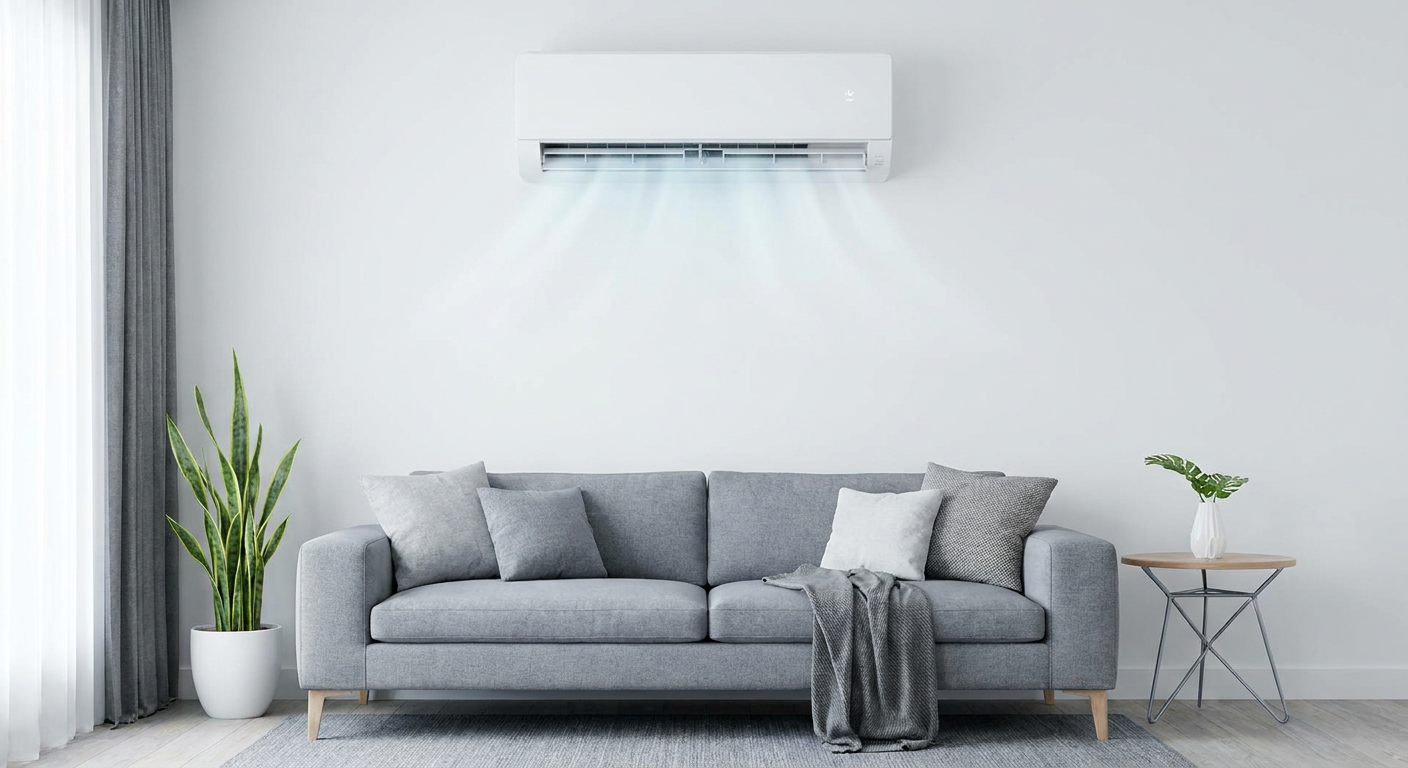 Comparativa entre un aire acondicionado Inverter y un modelo No Inverter en un salón moderno